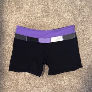 Lululemon Athletica Black and Purple Spandex Shorts - Reversible!